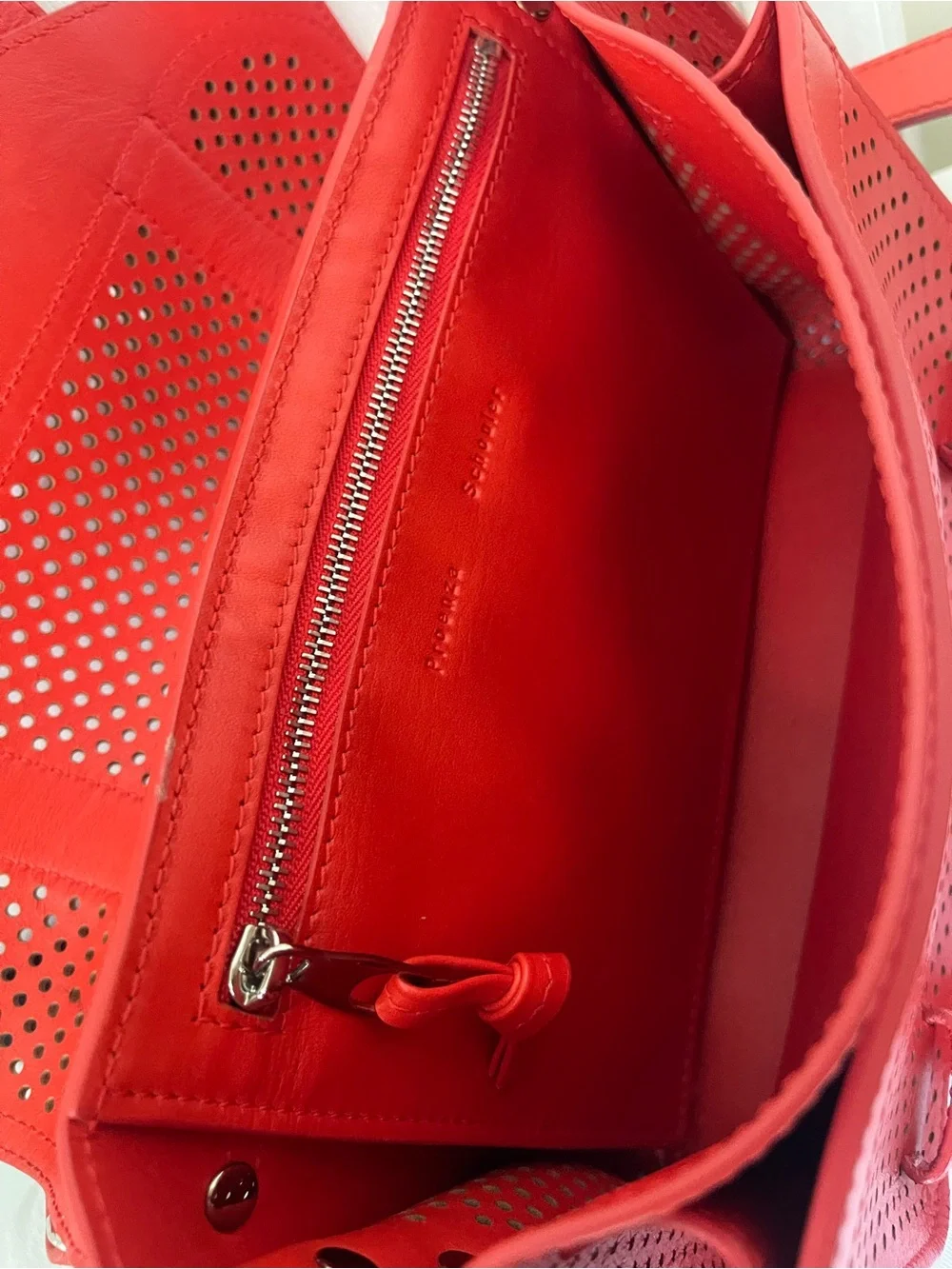 Proenza Schouler PS1 Red Perforated Lambskin  Leather Satchel